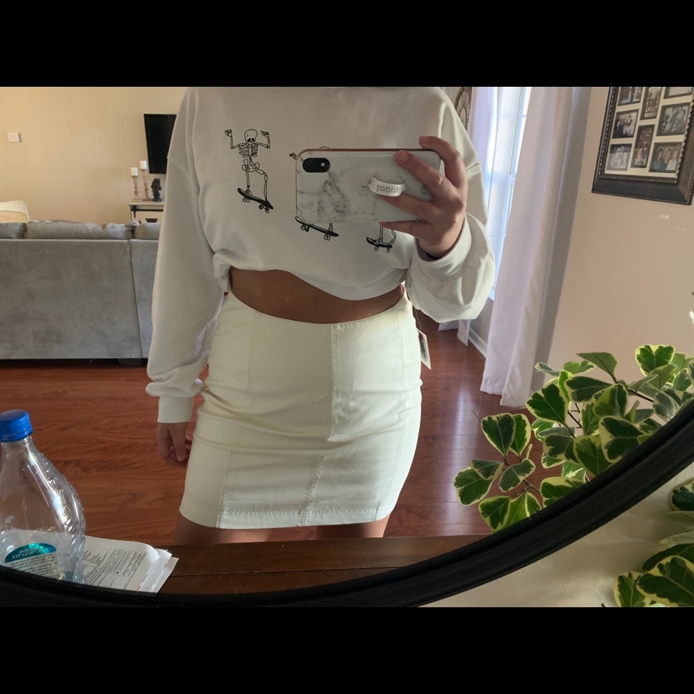 Free people tan leather skirt!